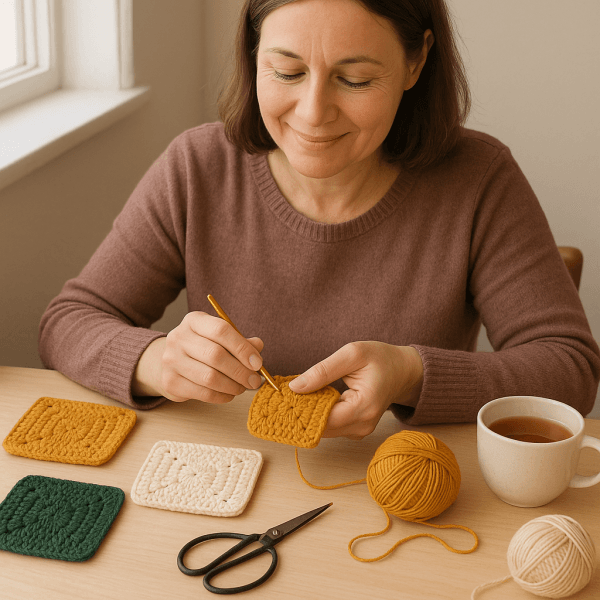 Solid Granny Square Crochet Pattern PDF