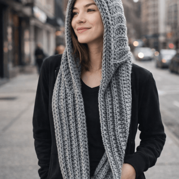 Cozy Hooded Scarf (Scoodie) – Beginner Crochet Pattern PDF