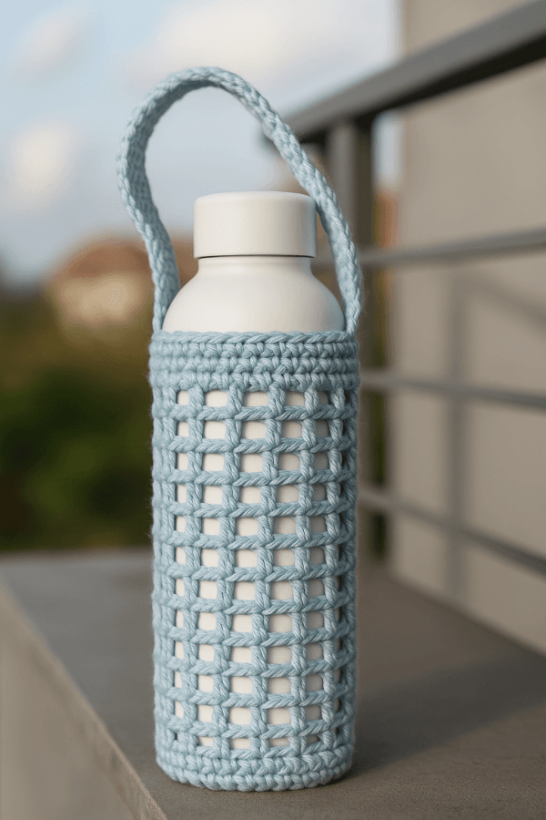 Crochet Water Bottle Mesh Holder Pattern - Beginner Friendly PDF