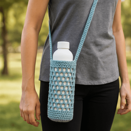 Crochet Water Bottle Mesh Holder Pattern - Beginner Friendly PDF