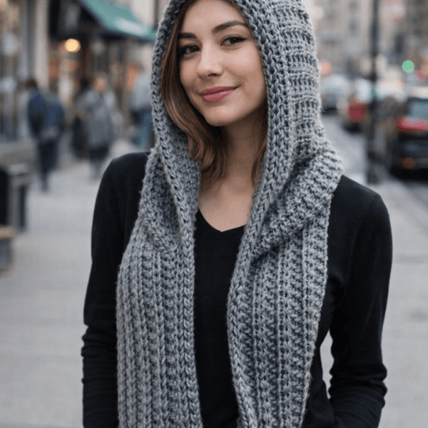 Cozy Hooded Scarf (Scoodie) – Beginner Crochet Pattern PDF