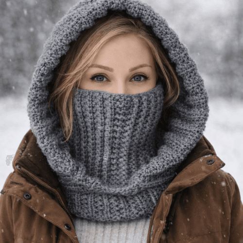 ribbed crochet balaclava hooded cowl