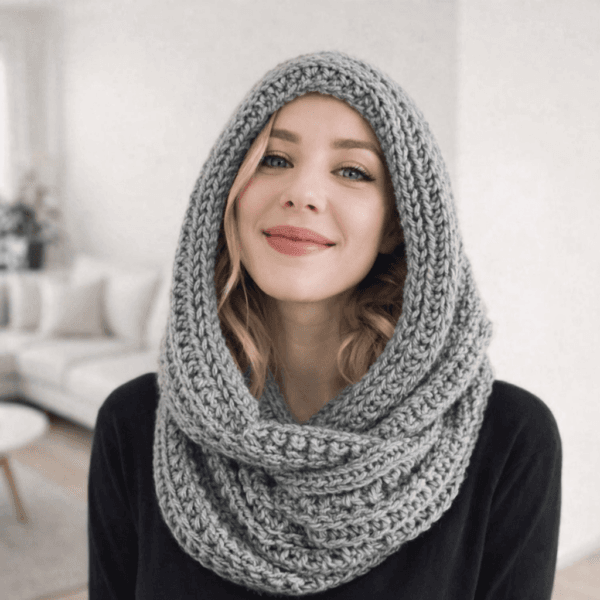 Cozy Hooded Scarf (Scoodie) – Beginner Crochet Pattern PDF