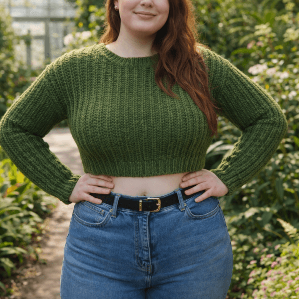 Cropped Ribbed Sweater Crochet Pattern PDF – Beginner Friendly | 3 Sizes