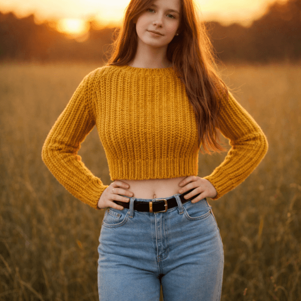Cropped Ribbed Sweater Crochet Pattern PDF – Beginner Friendly | 3 Sizes