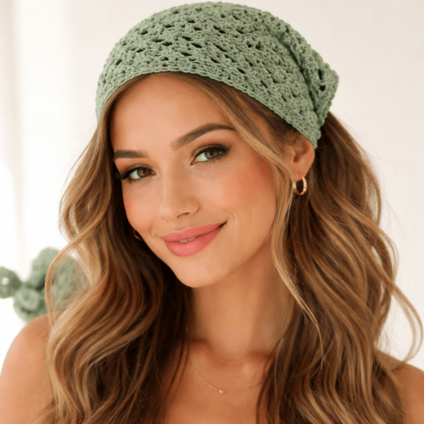 Crochet Bandana Pattern PDF – Beginner-Friendly Triangle Headscarf Ebook