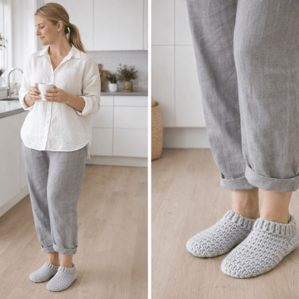Easy Crochet Slippers Pattern PDF – Beginner Friendly House Slippers Tutorial (Multiple Sizes)