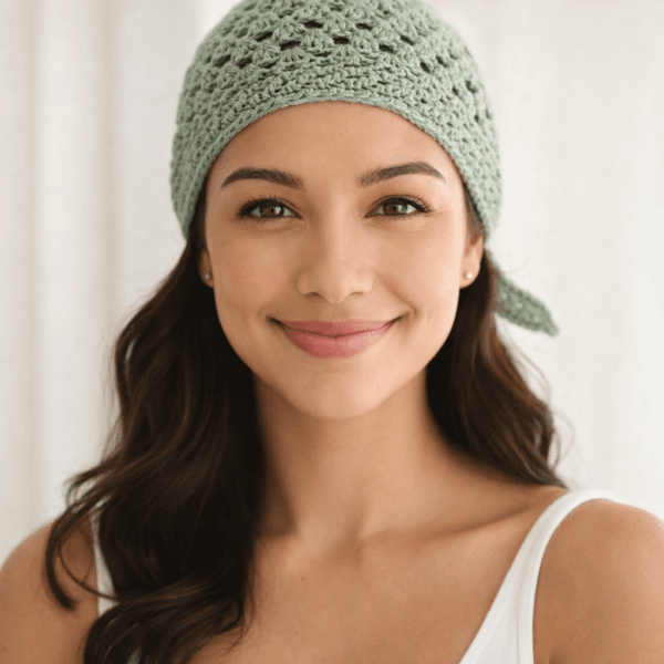 Crochet Bandana Pattern PDF – Beginner-Friendly Triangle Headscarf Ebook