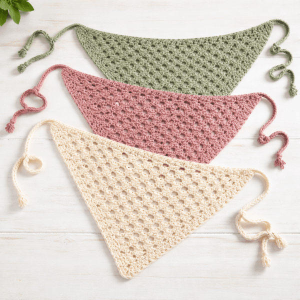 Crochet Bandana Pattern PDF – Beginner-Friendly Triangle Headscarf Ebook