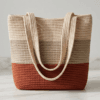 Crochet rope tote bag styled as a beach bag
