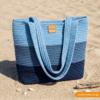 Three crochet tote bag variations: beach, handbag, color-block
