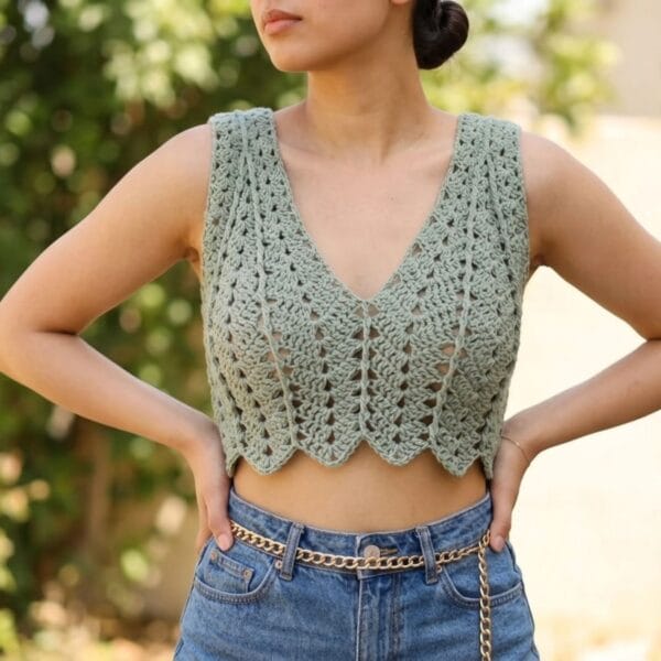 Modern V-Stitch Crochet Top Pattern – Easy, Customizable PDF (US & UK Terms)
