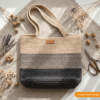 Easy two-tone crochet tote bag in grey and cream rope