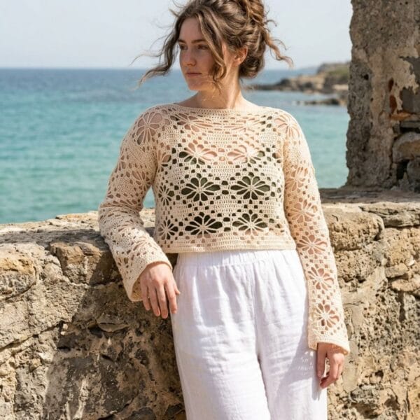2 Floral Lace Summer Sweater Crochet Pattern (PDF)
