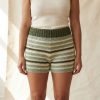 Striped high waisted crochet shorts worn in summer Striped high waisted crochet shorts worn in summer