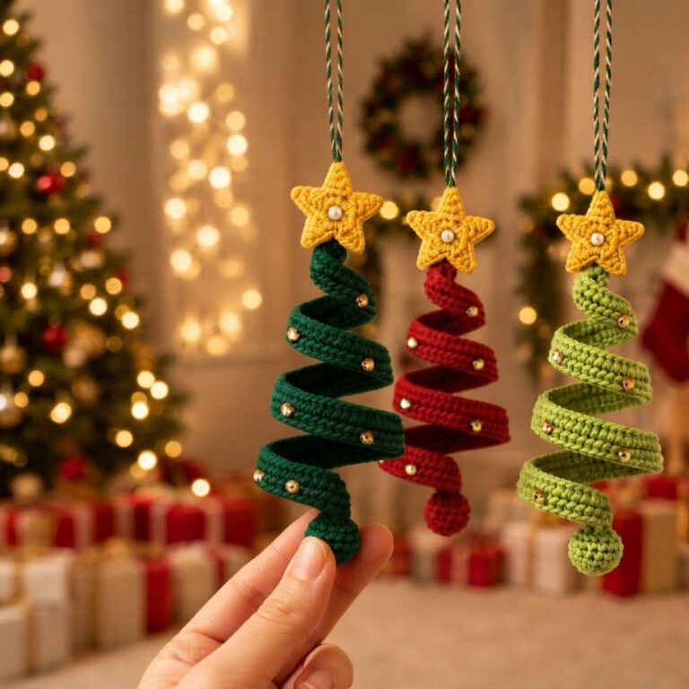 How to crochet a spiral Christmas ornament easy beginner tutorial